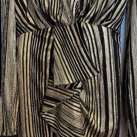 Pat Bo Metallic Stripe Ruched Mini Dress Silver 8 - Picture 3 of 6